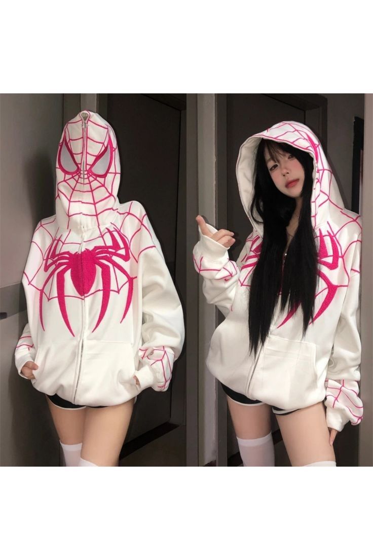 White Spiderman Zipper Hoodie