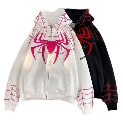 White Spiderman Zipper Hoodie