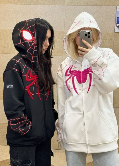 White Spiderman Zipper Hoodie