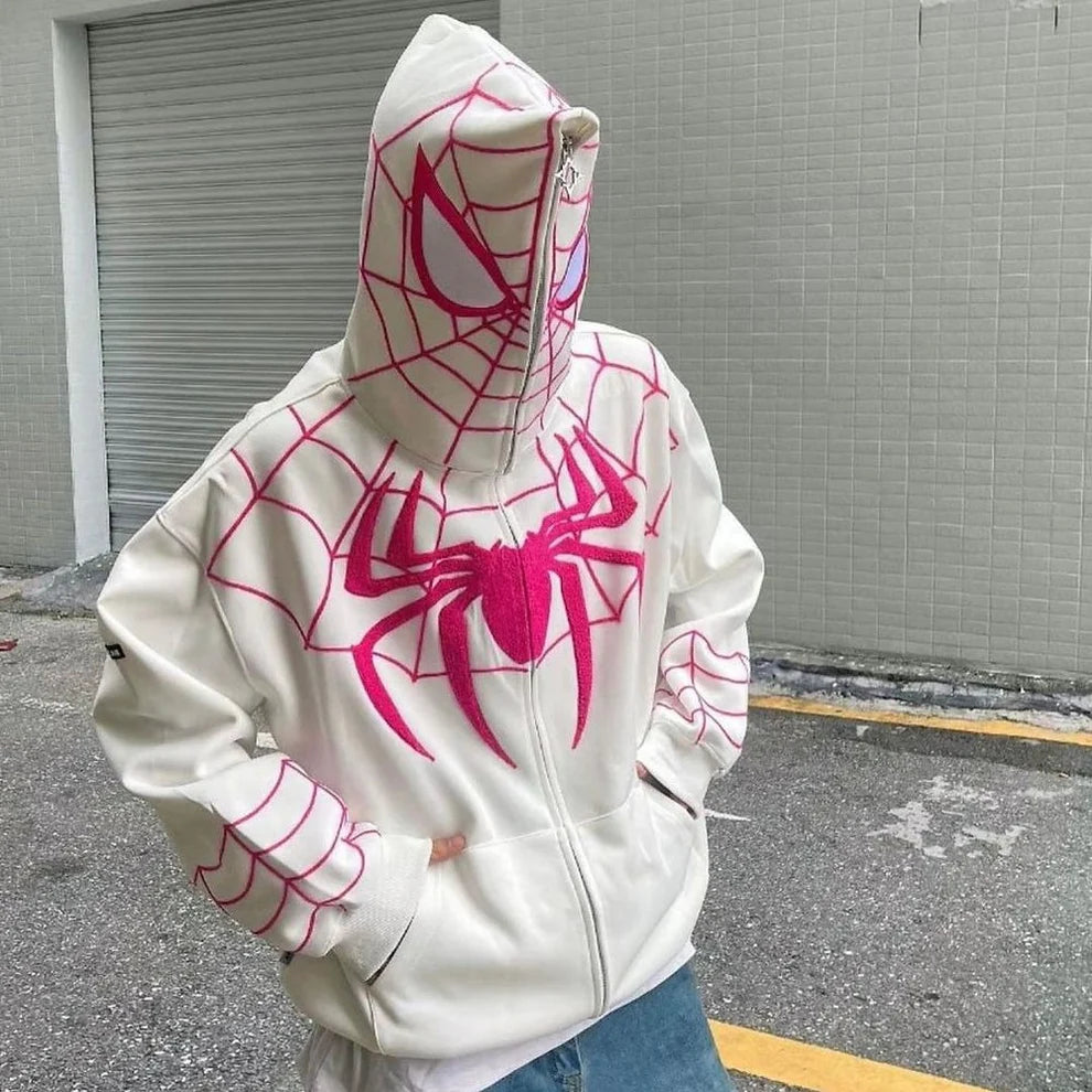 White Spiderman Zipper Hoodie