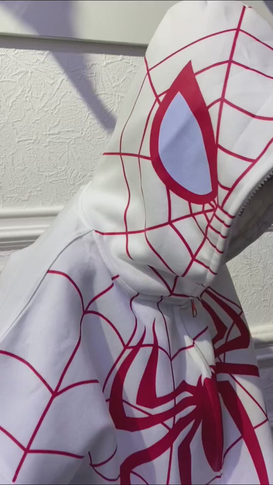 White Spiderman Zipper Hoodie